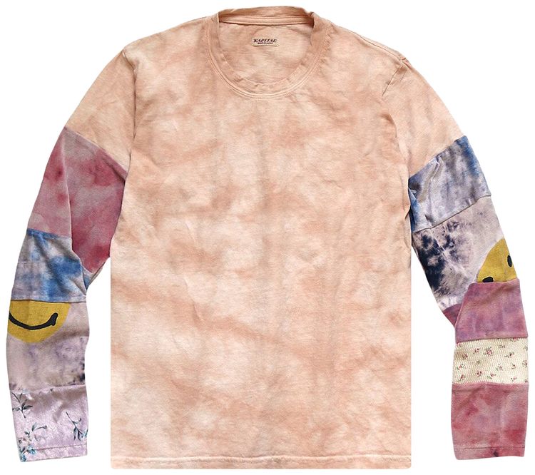 Kapital 185 Jersey Hippie Long Sleeve Tee Ashbury Dyed Light Pink