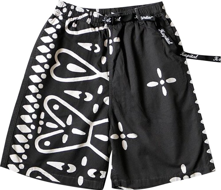 Kapital Combed Burberry Humongo Cross Easy Shorts Black