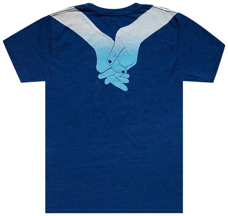 Kapital Jersey Crew Tee Blue Hands Indigo