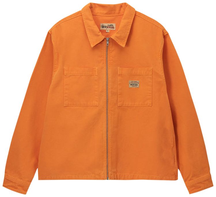 Stussy Washed Canvas Zip Shirt Orange