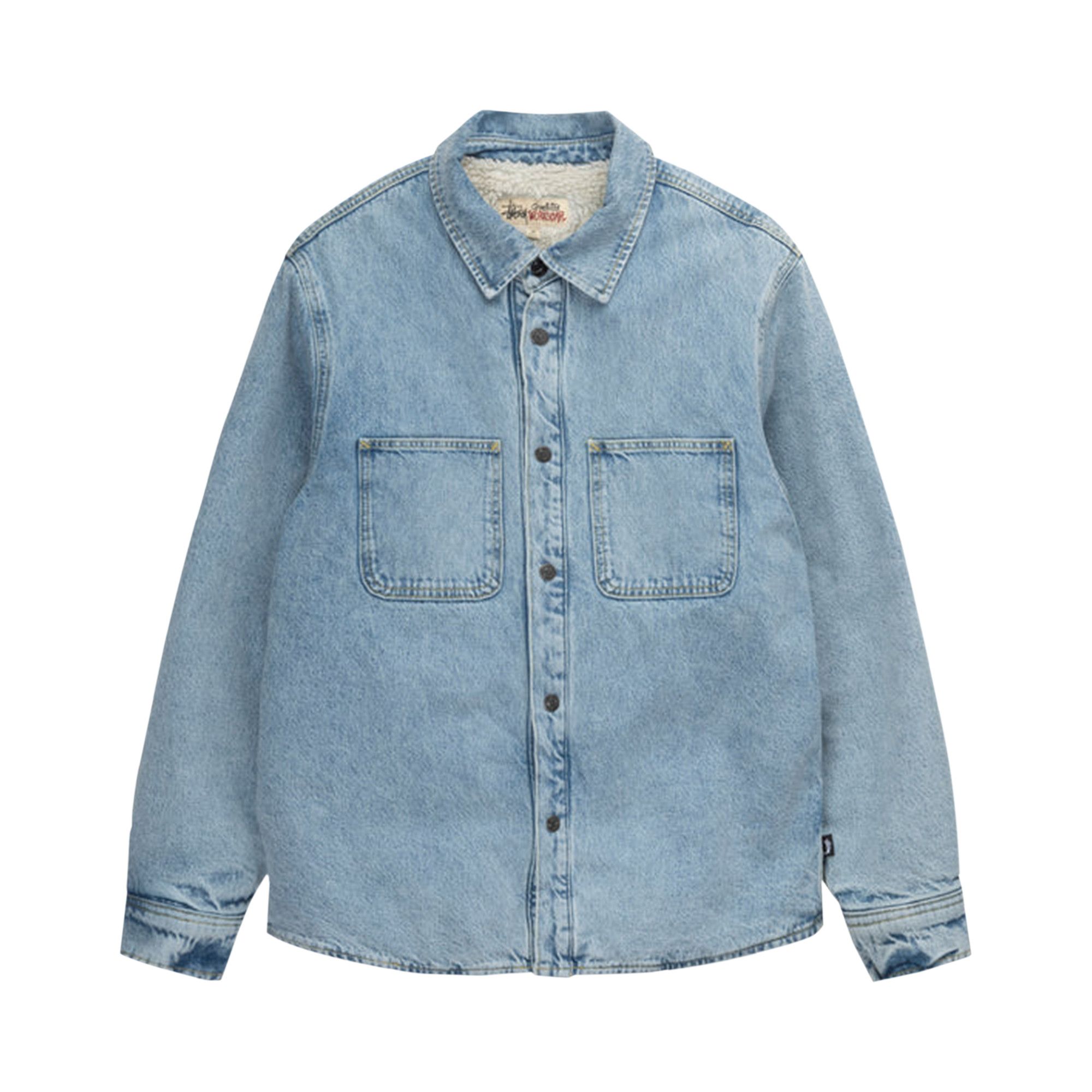 Buy Stussy Sherpa Lined Denim Shirt 'Stone Washed' - 1110244