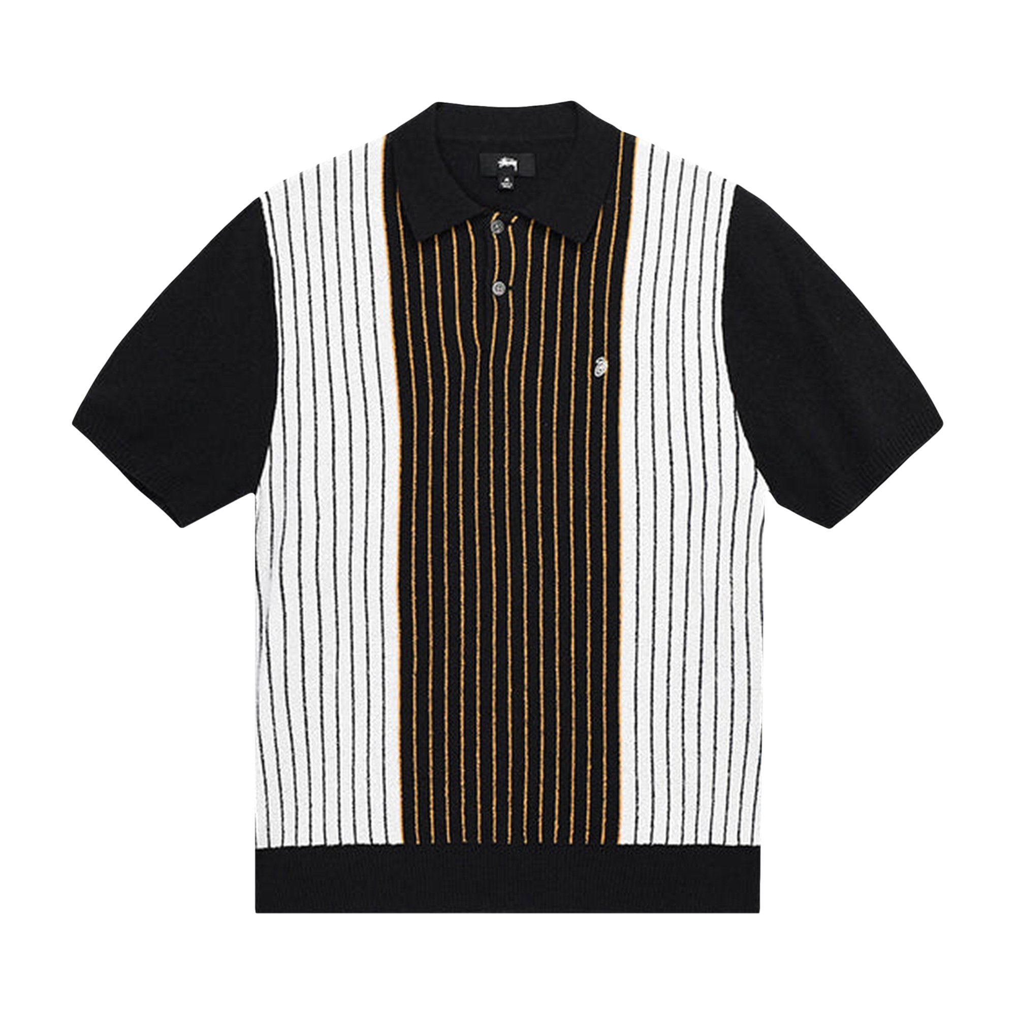 Stussy Textured Short-Sleeve Polo Sweater 'Black Stripe' | GOAT