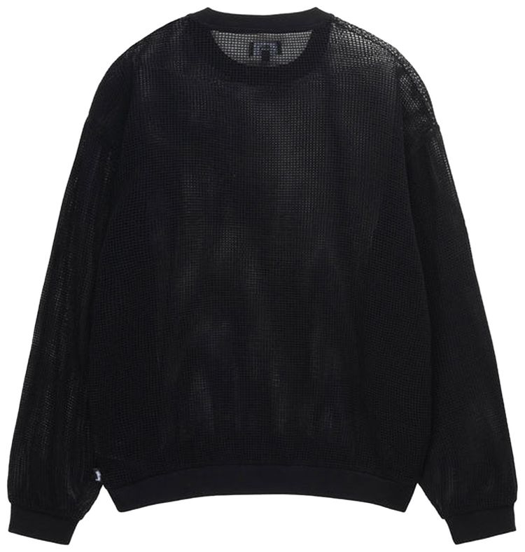 Stussy Cotton Mesh Long Sleeve Crew Black