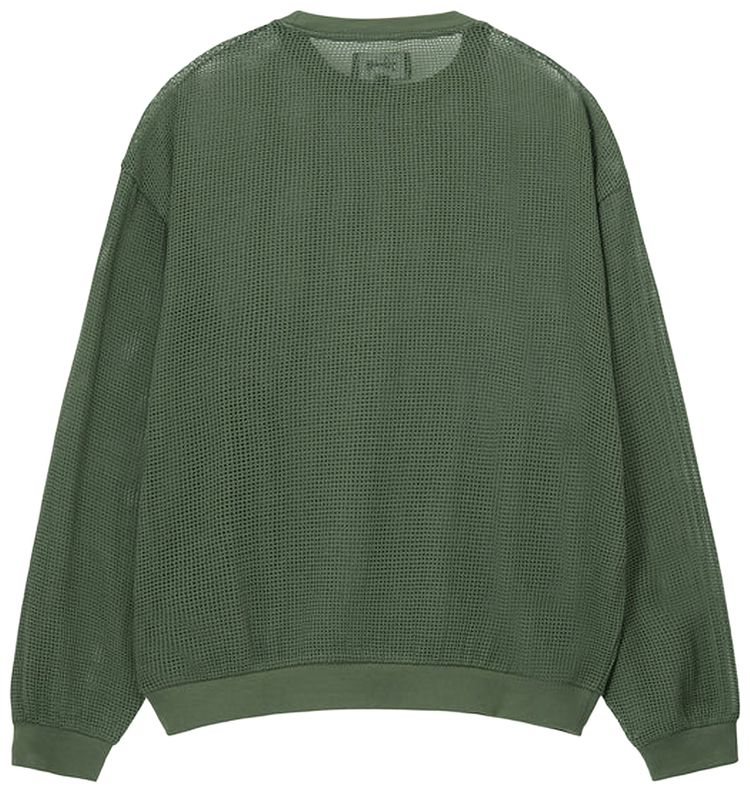 Stussy Cotton Mesh Long Sleeve Crew Olive