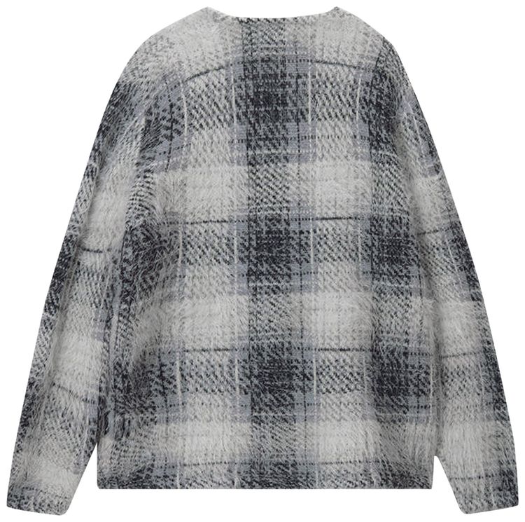 Stussy Hairy Plaid Cardigan White