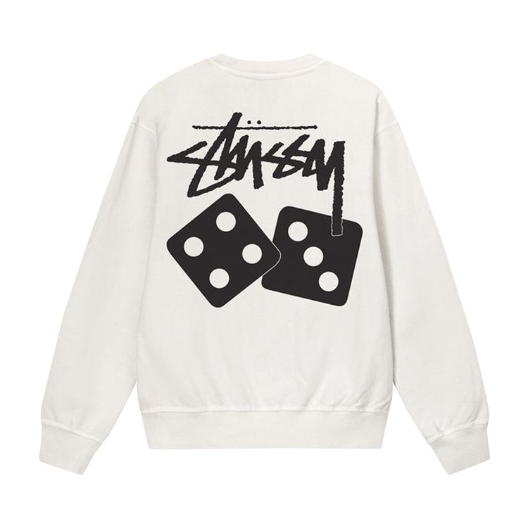 Size m Stussy Dice Pigment Dyed Crew 'Natural'