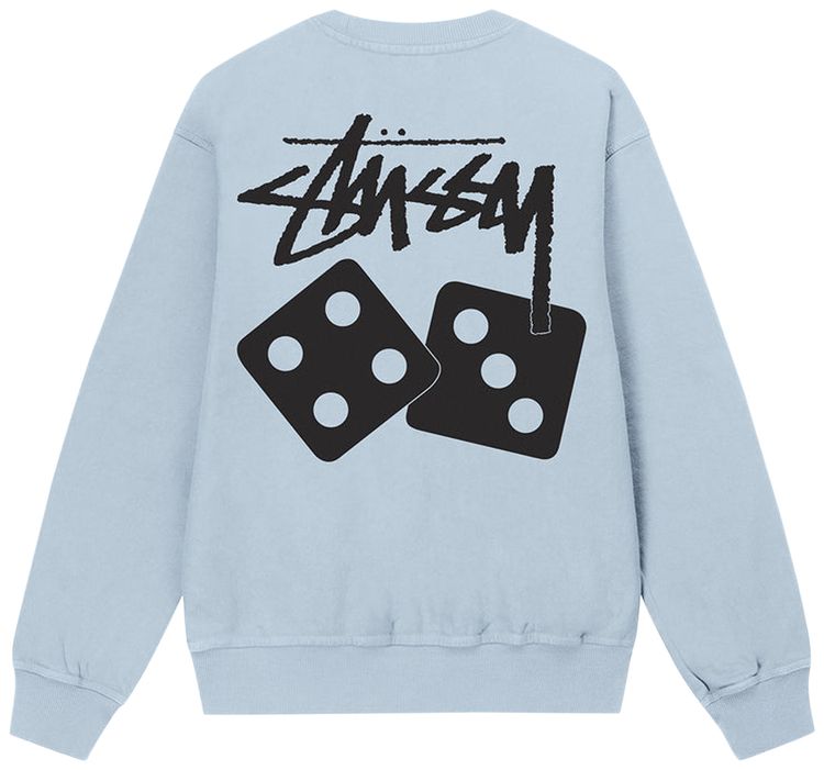 Stussy Dice Pigment Dyed Crew Sky Blue