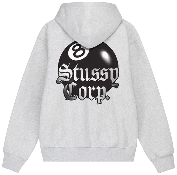 Stussy 8 Ball Corp Hoodie Ash Heather