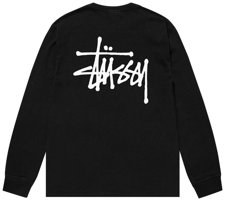 Stussy Basic Pigment Dyed Long Sleeve Tee Black