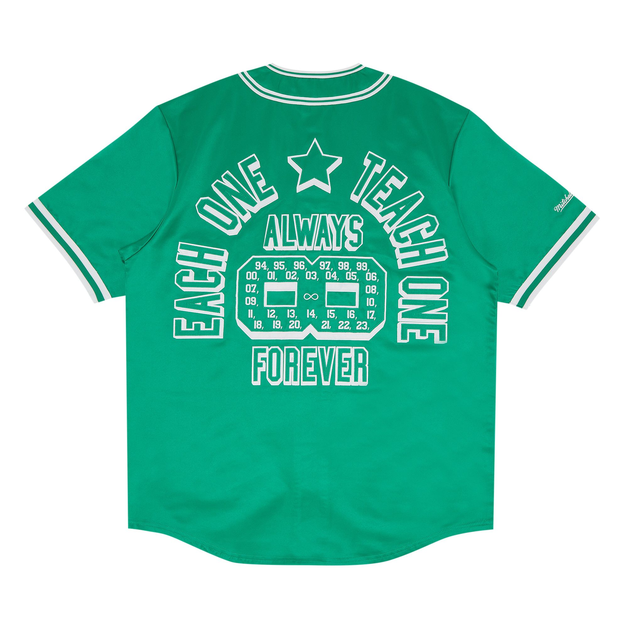 Buy Supreme x Mitchell & Ness Satin Baseball Jersey 'Green