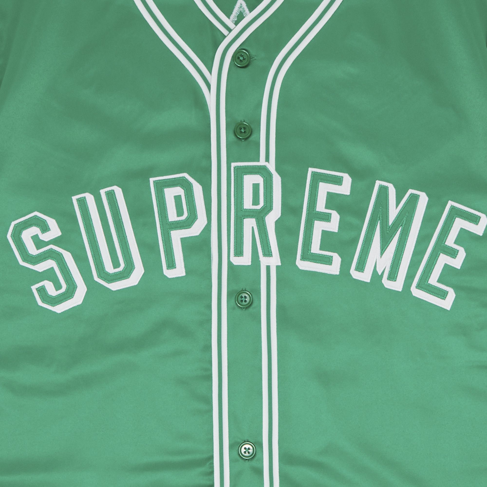 Buy Supreme x Mitchell & Ness Satin Baseball Jersey 'Green