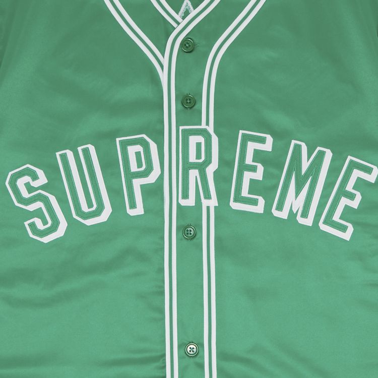 Supreme x Mitchell  Ness Satin Baseball Jersey Green