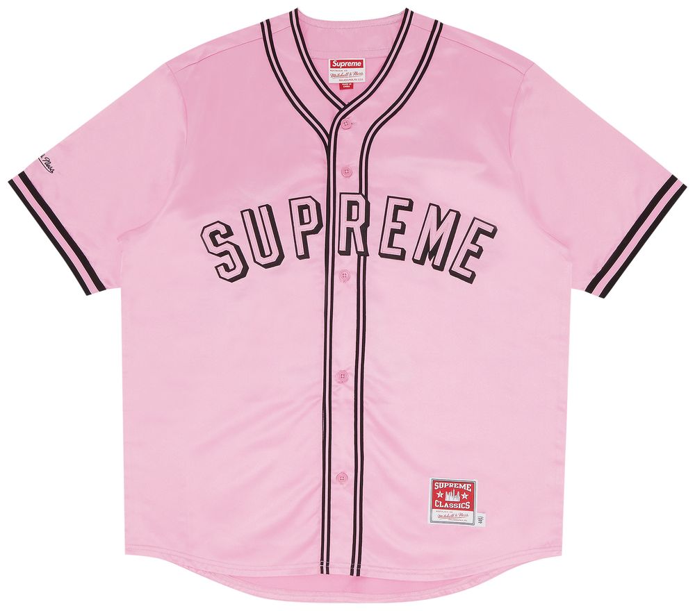 Buy Supreme x Mitchell & Ness Satin Baseball Jersey 'Pink' SS23KN25