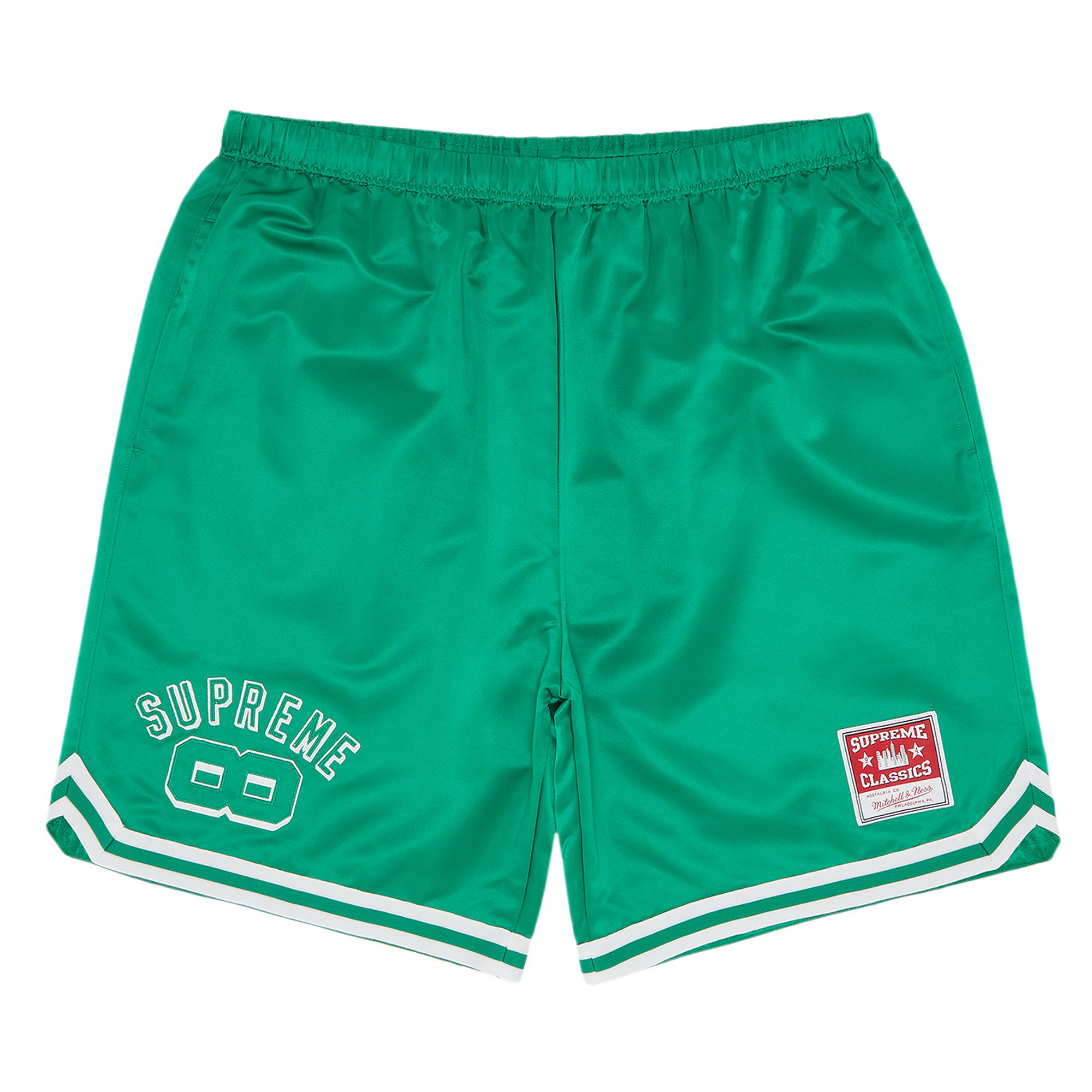 Buy Supreme x Mitchell & Ness Satin Basketball Short 'Green