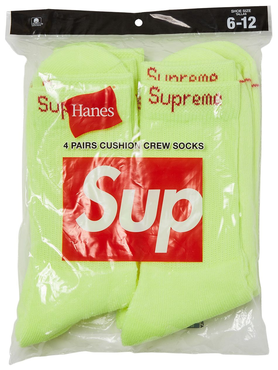 Buy Supreme x Hanes Crew Socks (4 Pack) 'Fluorescent Yellow' SS23A37 FLUORESCENT YELLOW GOAT