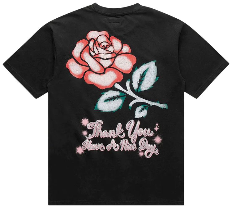 Market Thank You Rose Tee Black