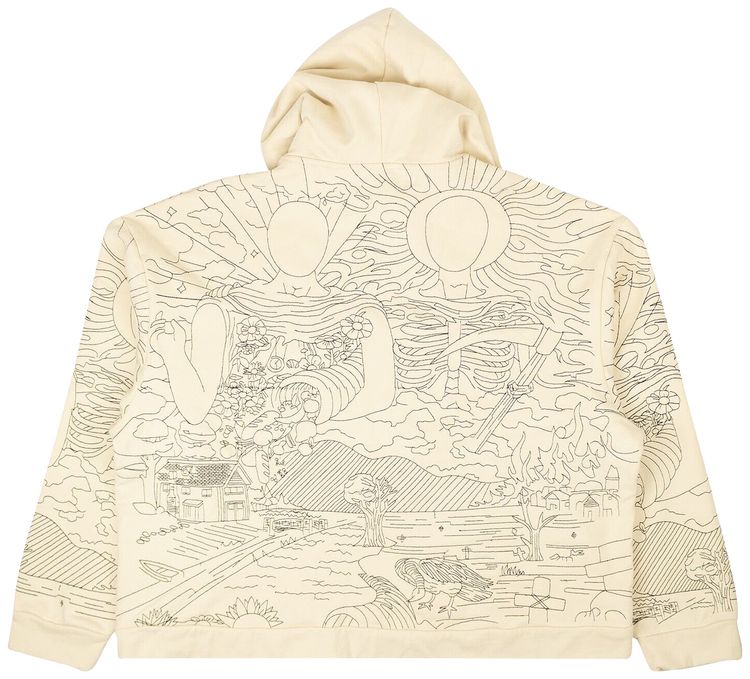 Who Decides War Duality Hooded Pullover Sweatshirt Cream