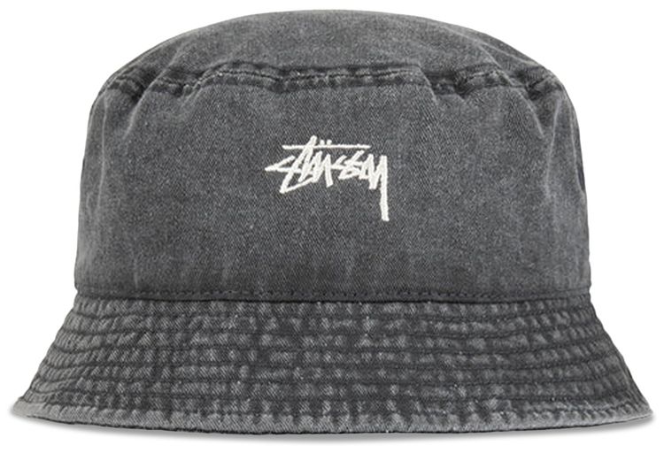 Stussy Washed Stock Bucket Hat Charcoal