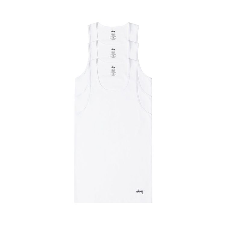 Stussy Ribbed Tank   3 Pack White