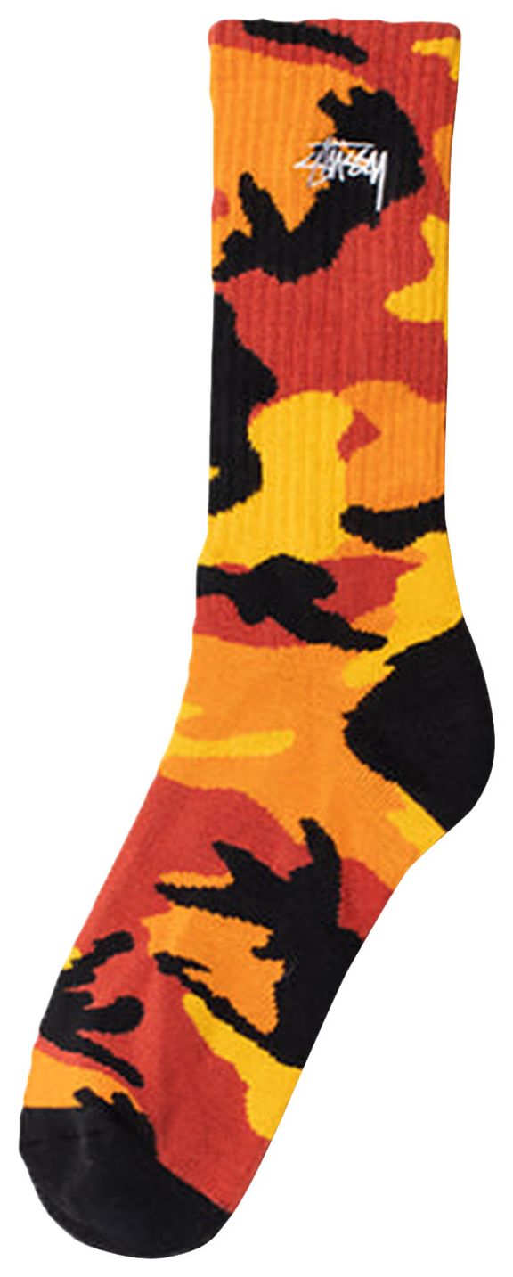 Stussy Stock Camo Socks Orange Camo
