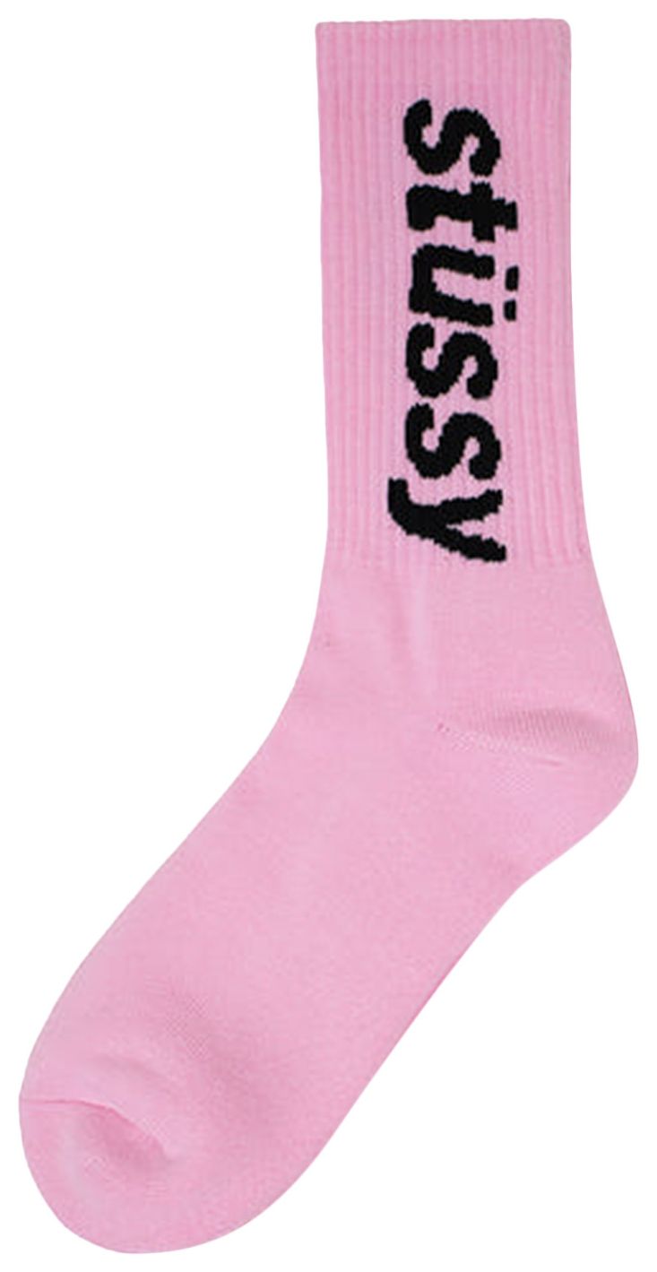 Stussy Helvetica Crew Socks PinkBlack