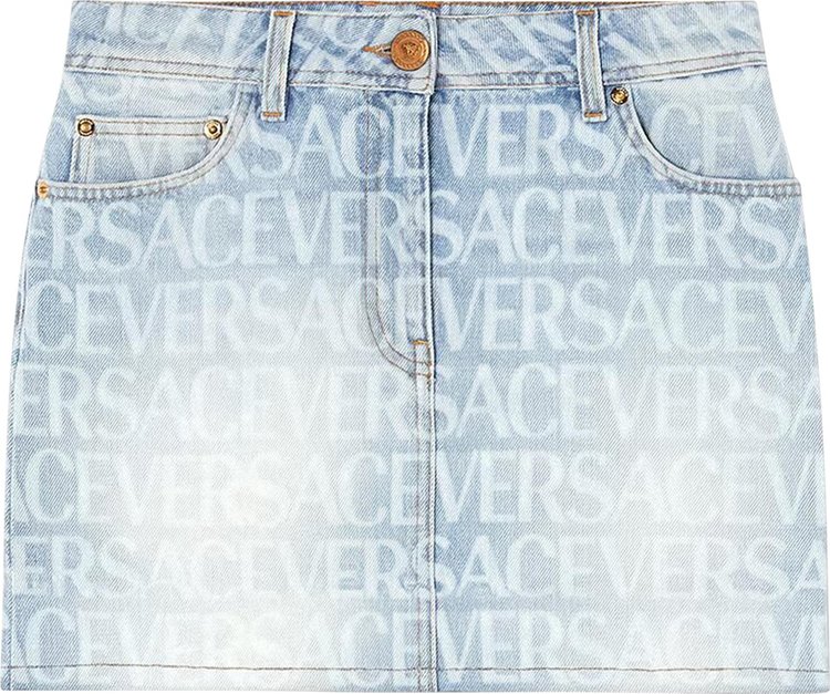 Versace Logo Denim Skirt 'Light Blue'