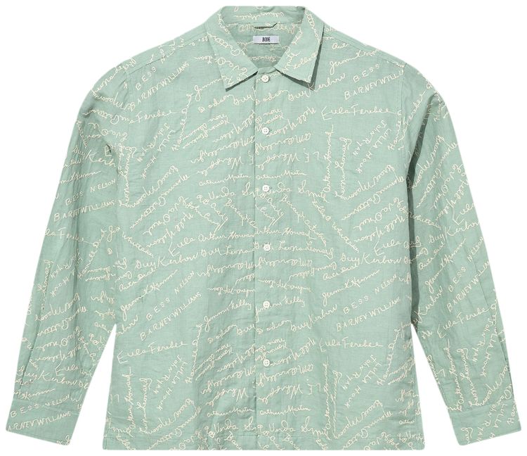 Bode Powder Signature Long Sleeve Shirt Blue