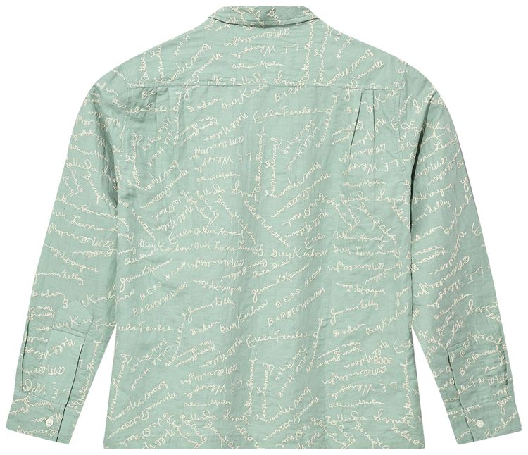 Bode Powder Signature Long Sleeve Shirt Blue