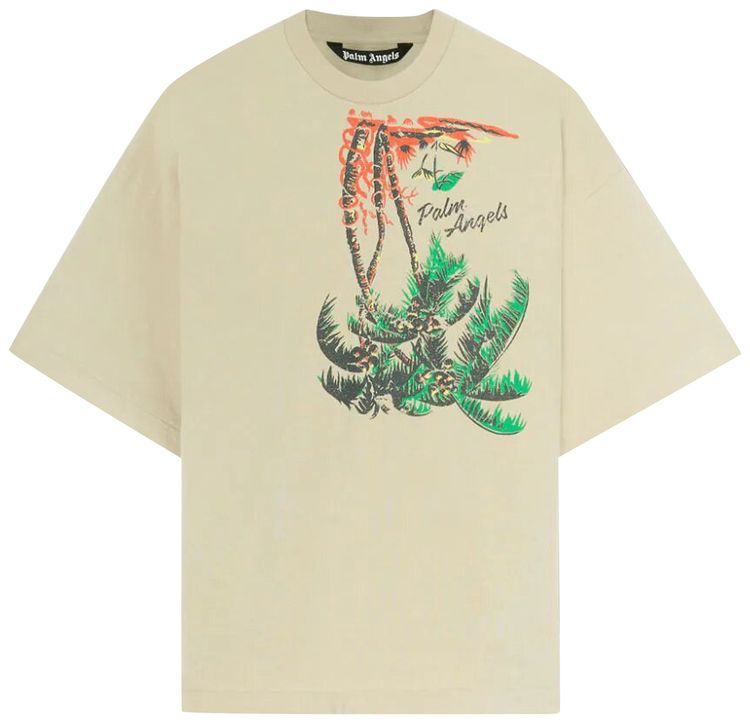 Palm Angels Upside Down Palm T Shirt Beige