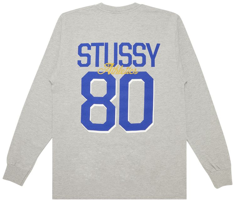 Stussy 80 Athletics LSL Tee Grey Heather