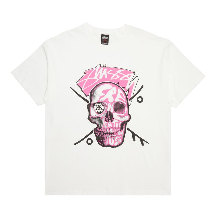 Stussy Gear Fresh And Death Skull Tee White