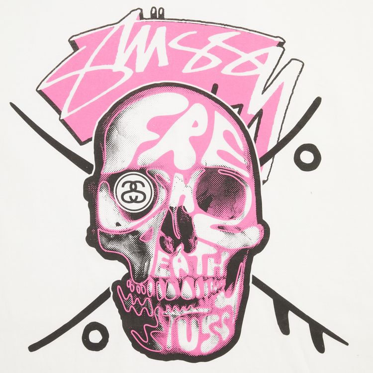 Stussy Gear Fresh And Death Skull Tee White
