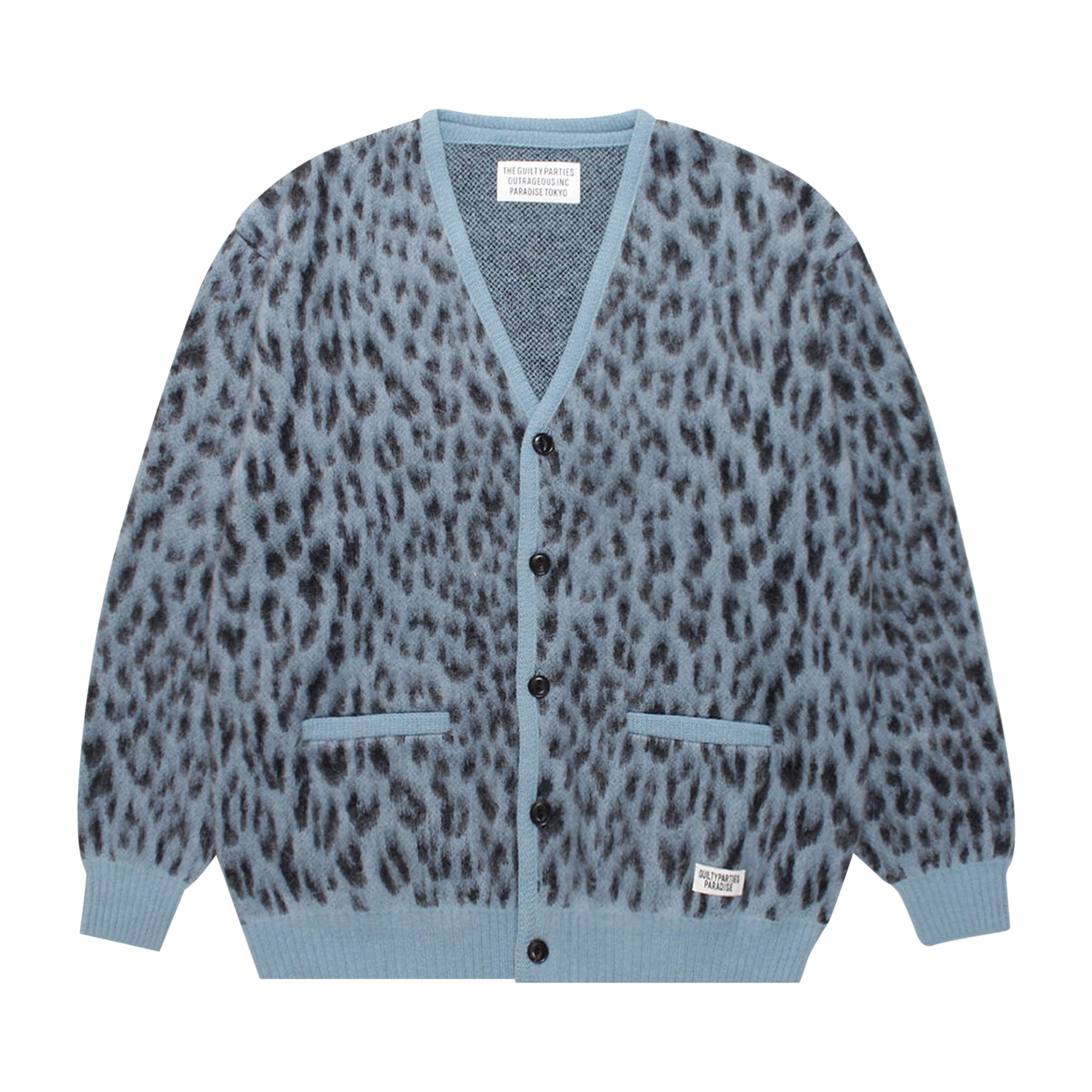 Buy Wacko Maria Leopard Mohair Cardigan (Type-1) 'Blue' - 22FW WMK 