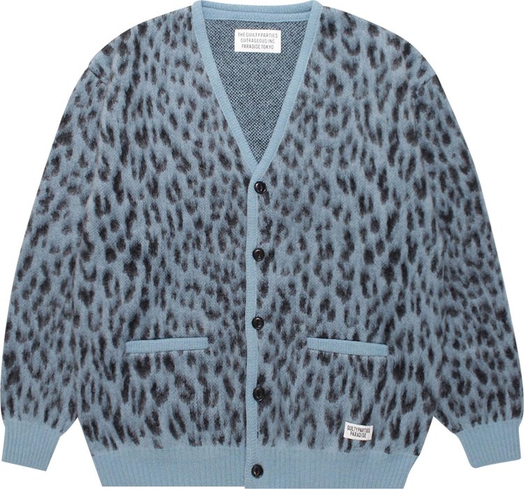 Wacko Maria Leopard Mohair Cardigan (Type-1) 'Blue'