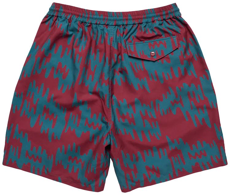 Parra Tremor Pattern Swim Shorts Deep Red