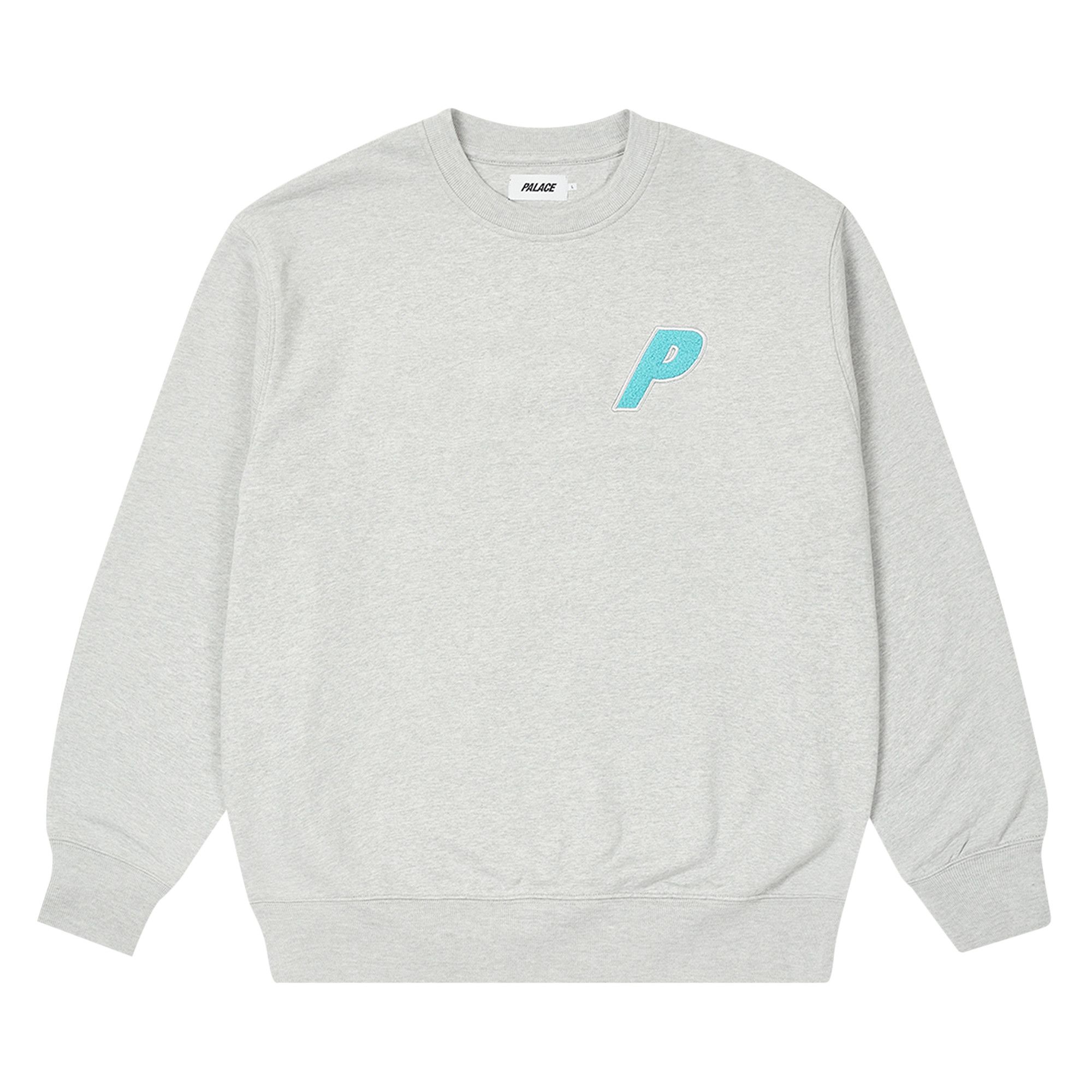 Buy Palace Fleece Tri Ferg Crew Grey Marl P24CS036 GOAT