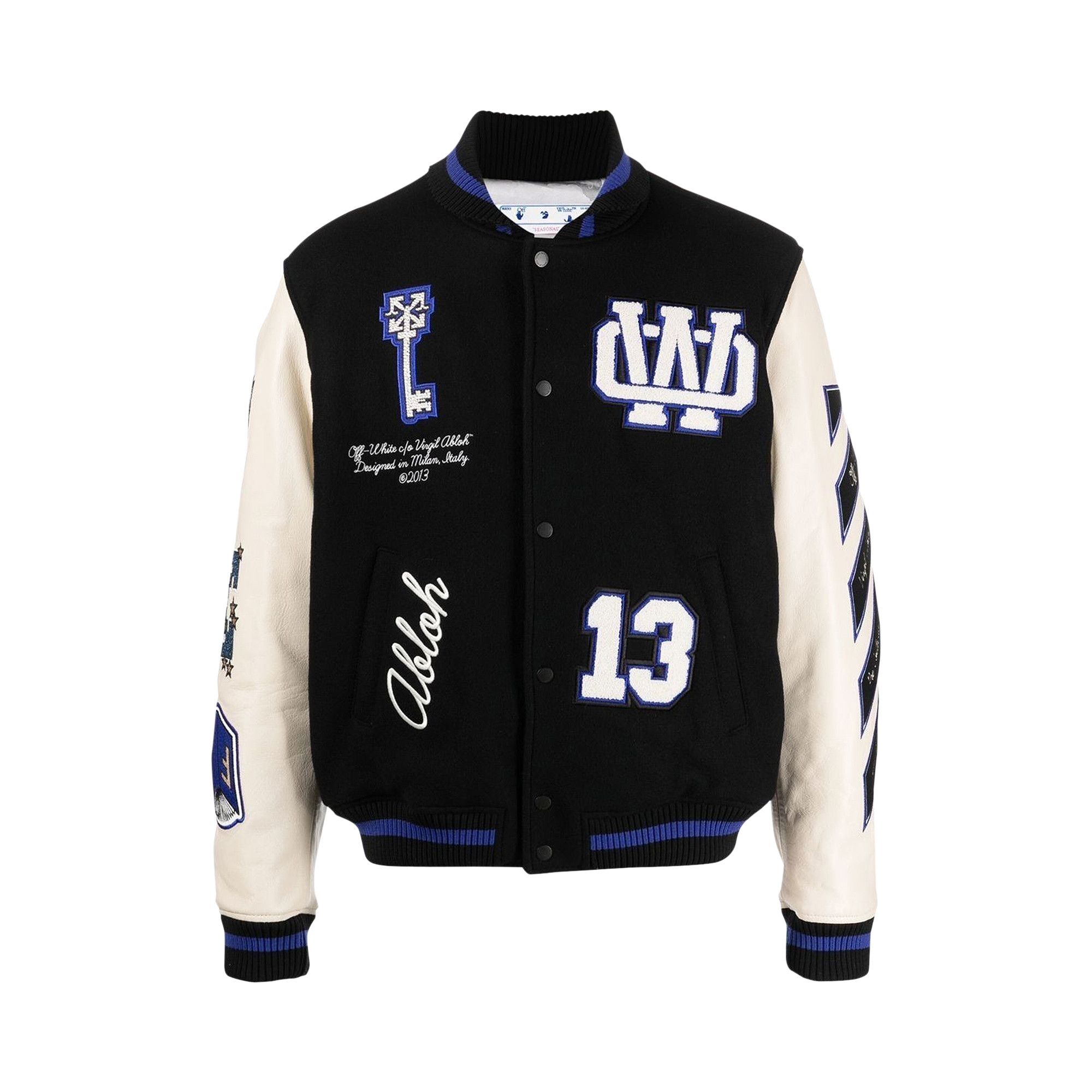 Buy Off-White Patch Detail Bomber Jacket 'Black/Blue