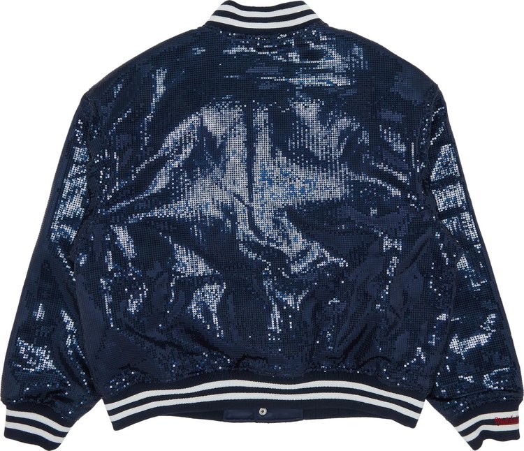 Supreme x Mitchell  Ness Sequin Varsity Jacket Navy