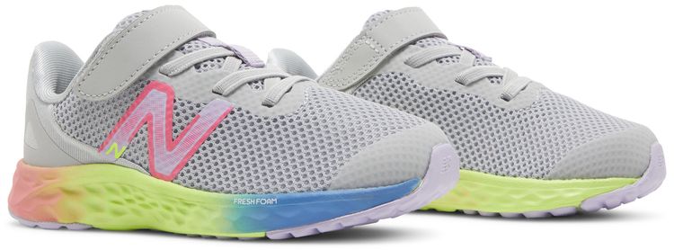 New Balance Fresh Foam Arishi v4 Bungee Lace Toddler Wide Light Aluminum Rainbow