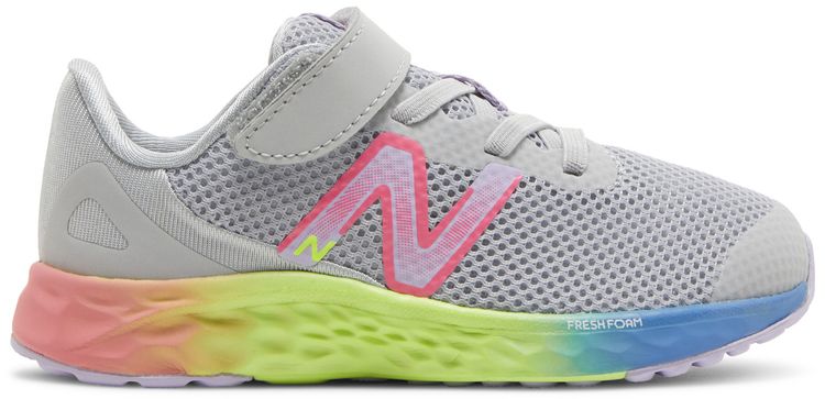 New Balance Fresh Foam Arishi v4 Bungee Lace Toddler Wide Light Aluminum Rainbow