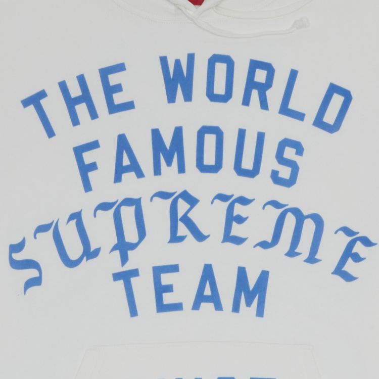 Supreme Team Flocked Hooded Sweatshirt White