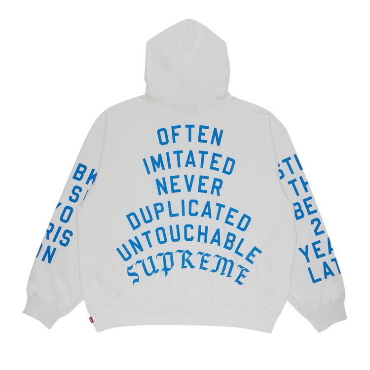 Supreme Team Flocked Hooded Sweatshirt White