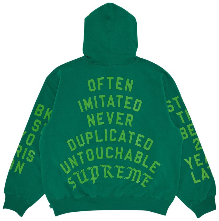 Supreme Team Flocked Hooded Sweatshirt Green