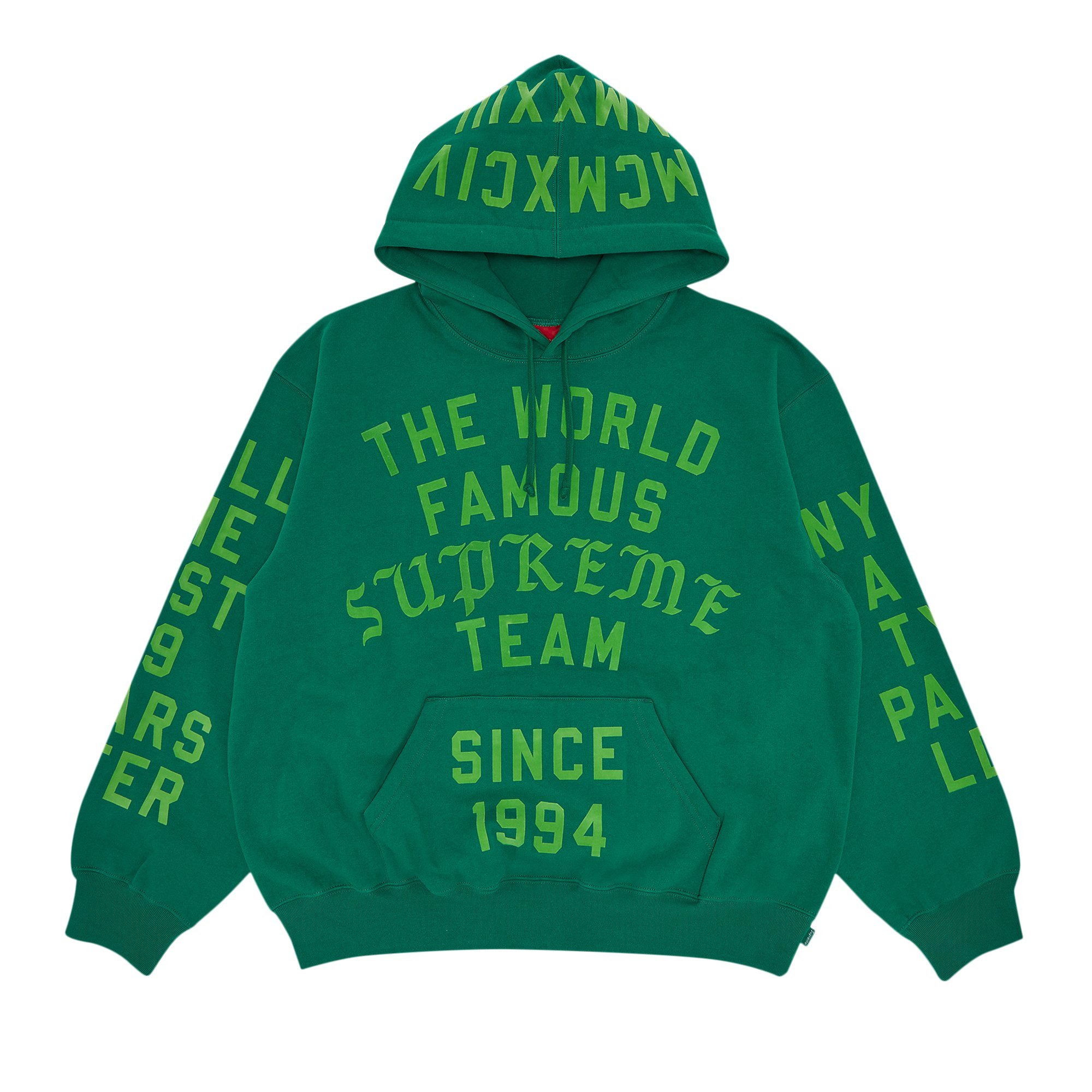 Supreme Team Flocked Hooded Sweatshirt 'Green'
