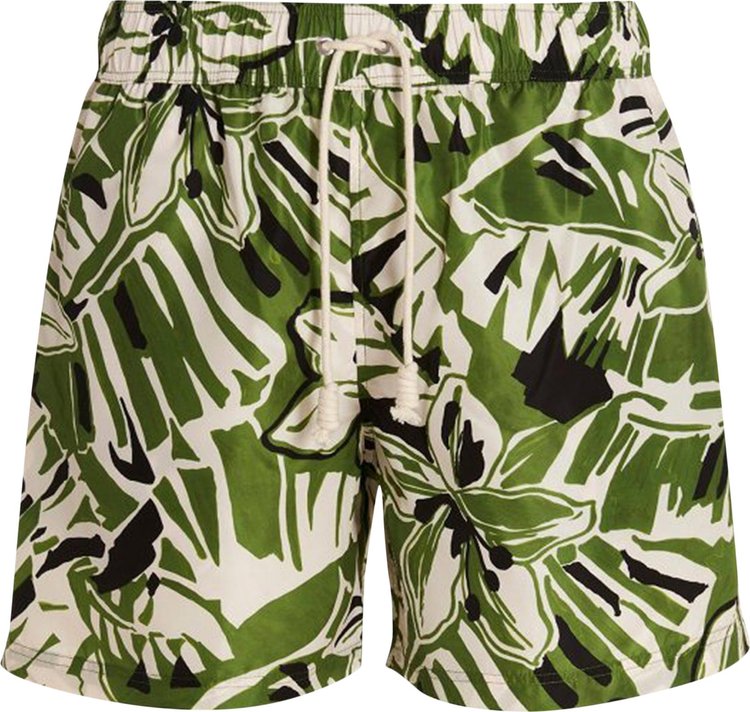 Palm Angels Floral Print Drawstring Swim Shorts 'Green/White'