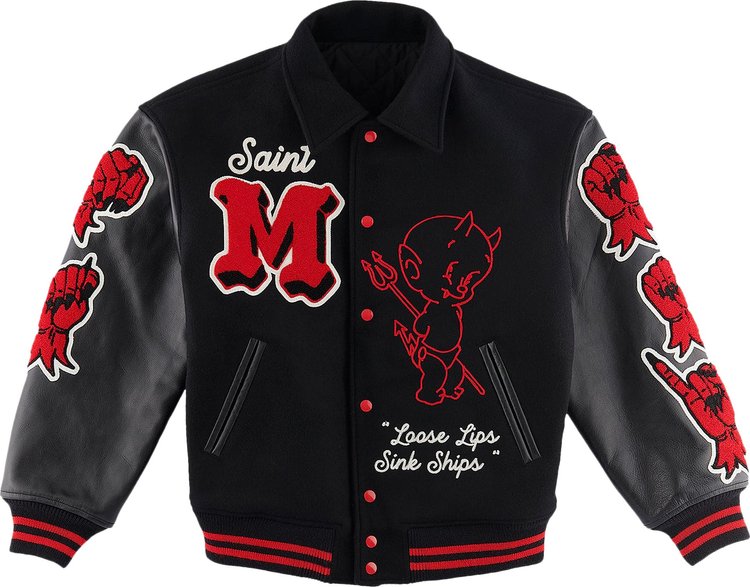 Saint Michael Devil Varsity Jacket 'Black'