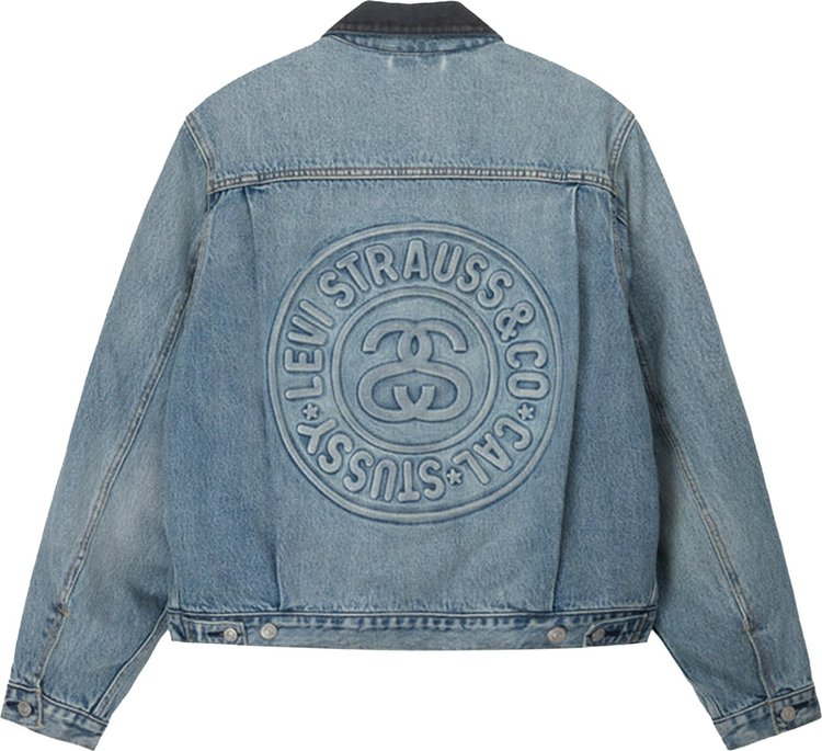 Stussy x Levis Embossed Trucker Jacket Indigo