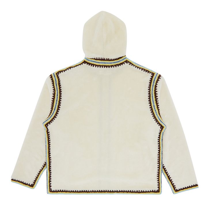 Supreme Crochet Edge Hooded Zip Up Top White
