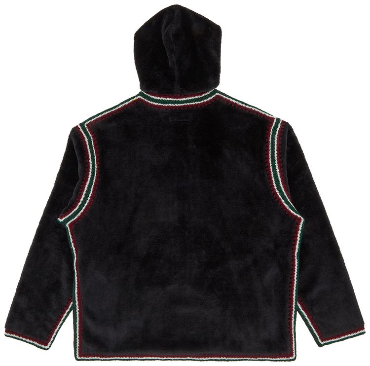 Supreme Crochet Edge Hooded Zip Up Top Black