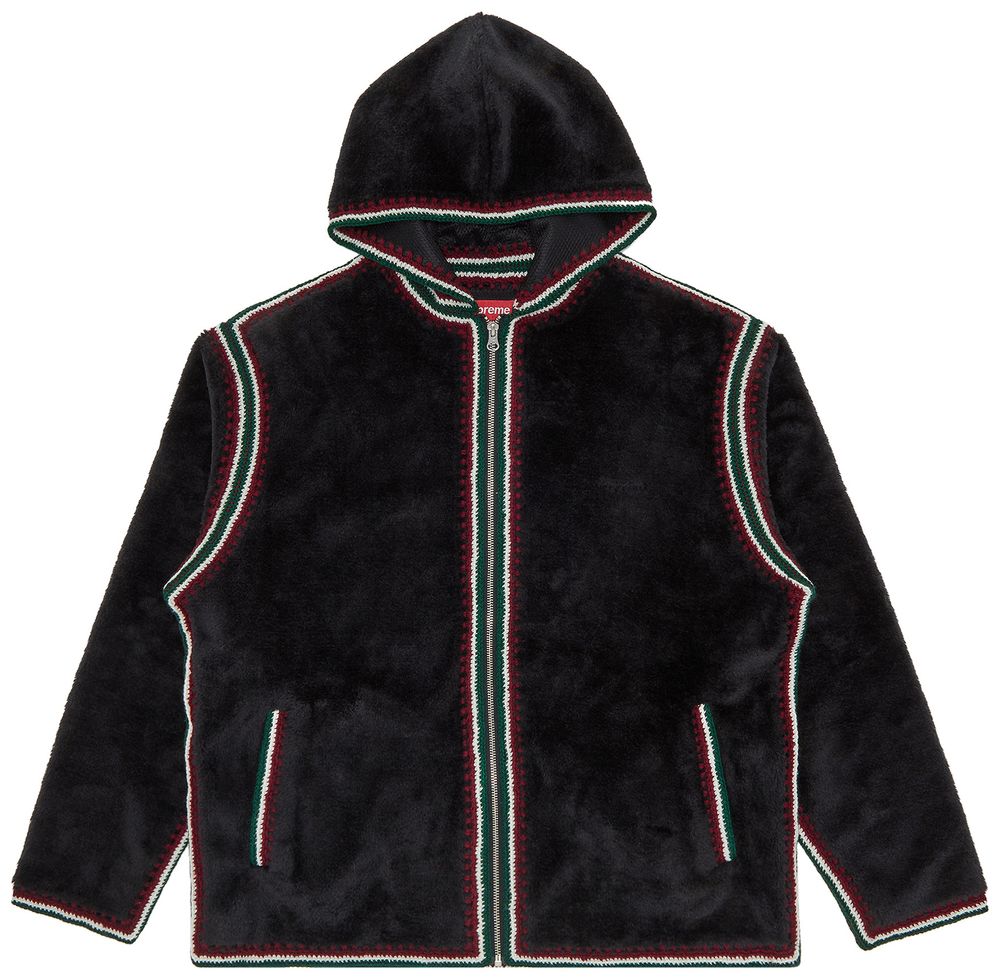Buy Supreme Crochet Edge Hooded Zip Up Top 'Black' SS23KN14 BLACK GOAT